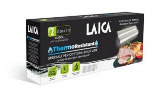 LAICA sous vide fólia szuvidáláshoz (2db BPA mentes, légcsatornás 25*300cm-es főzőtömlő)
