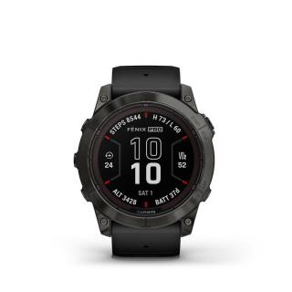 Garmin Fenix 7 Pro Sapphire Solar szürke DLC Titánium fekete szilikon szíjjal