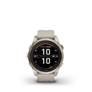 Garmin Fenix 7S Pro Sapphire, krémarany, homokkő szilikon szíjjal