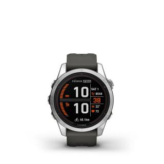 Garmin Fenix 7S Pro Solar, ezüst, grafitszürke szilikon szíjjal