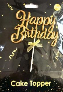 Mûanyag "Happy Birthday" beszúró ARANY