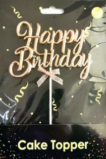 Mûanyag "Happy Birthday" beszúró ROSEGOLD