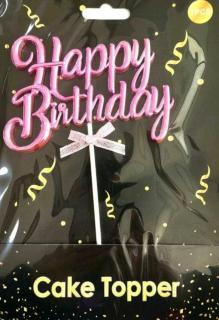 Mûanyag "Happy Birthday" beszúró RÓZSASZÍN