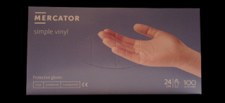 MERCATOR vinyl púderes kesztyű Áttetsző "L" -100 db