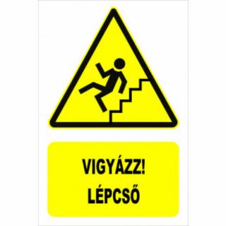 Vigyázz! Lépcső lefelé matrica 160x250mm