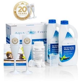 AquaFinesse bio vízkezelő készlet jakuzzihoz + 2db törhetetlen műanyag pezsgős pohár (Limited Edition 20 Years)