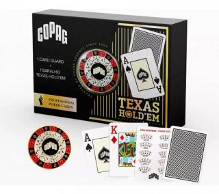 Copag Texas Holdem jumbó indexes plasztik póker kártya FEKETE + kártyaőr díszdobozban