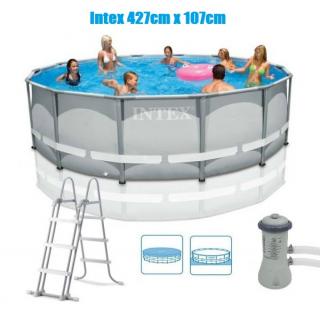 Intex 427x107cm fémvázas medence szett 3,8m3/h vízforgatóval Prism Frame Premium 26720 NP
