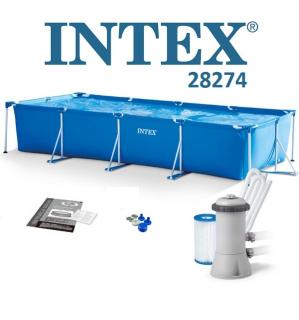 Intex 450x220x84cm fémvázas medence szett 2m3/h vízforgatóval 28274