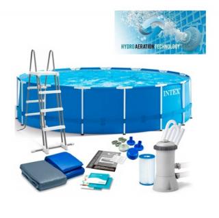 Intex 457x122cm fémvázas medence szett 3,8m3/h vízforgatóval Metal Frame Pools 28242
