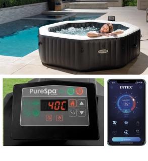 Intex PureSpa Bubble+JET Octagon jakuzzi 6 személyes masszázsmedence sóbontóval WIFI vezérléssel 28462 NP