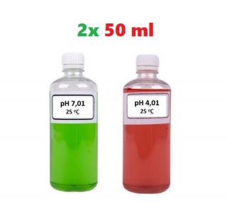 Kalibráló pH puffer oldat készlet - 4.01 és 7.01 pH értékre (2x 50ml)