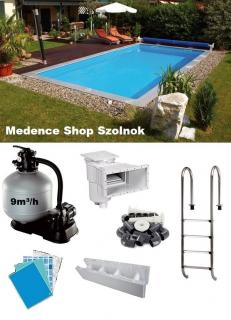 Massivpools Basic 7x3,5x1,5m medence szett Styropor téglából, gépészettel és kiegészítőkkel SB-016132