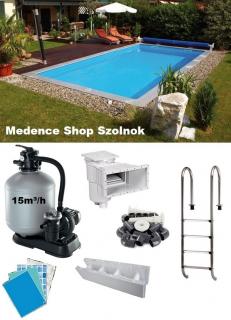 Massivpools Basic 8x4x1,5m medence szett Styropor téglából, gépészettel és kiegészítőkkel SB-016134