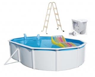 Steinbach Nuovo de Luxe 550x366x120cm fémpalástos medence, 0,4mm fólia, szkimmer és létra 011251
