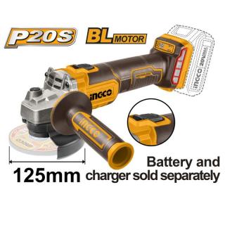 125mm 20V akkus sarokcsiszoló 125 mm szénkefe nélküli motor, csak készülék