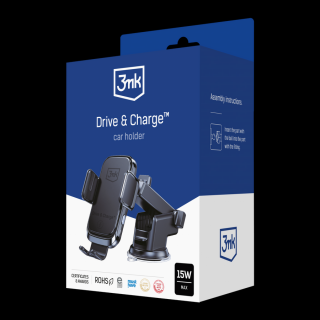 3mk Drive  Charge Vezeték nélküli autós tartó és töltő 15W - Fekete