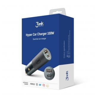 3mk Hyper Car Charger 100W autós töltő (USB-A + USB-C)