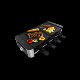 Cecotec CheeseGrill 16000 Inox Black Raclette gép 8 személyes 1400 W-os grillsütővel (CECO032247)