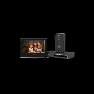 Dahua IP video kaputelefon szett - KTP03 (VTO2111D-P-S3 + VTH2621G-P + PFS3006-4ET-36)