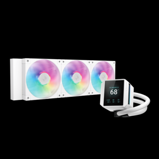 DeepCool CPU Water Cooler - MYSTIQUE 360 WH ARGB (max 21dB; max. 123,09 m3/h; 3x12cm, LED kijelző, fehér)