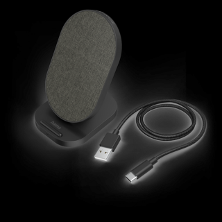 Hama Töltő szett - 201685 QI-FC10S (vezeték nélküli, QI töltőpad, LED, 10W, LED, fekete)