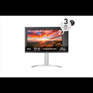 LG Monitor 27" - 27UP850K-W (IPS; 16:9; 4K 3840x2160; 5ms; 400cd; HDMIx2; DP; USB-C; HDR; Speaker, Pivot)