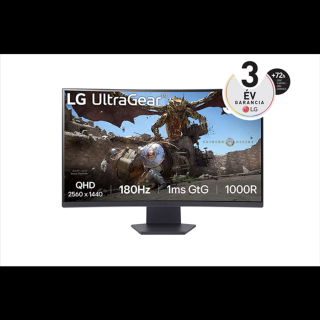LG Monitor 32" Gamer - 32GS60QC-B (Ívelt, VA, 16:9; 2560x1440; 180Hz; 1ms; 300cd; HDMIx2; DP; FreeSync; HDR10; sRGB99%)