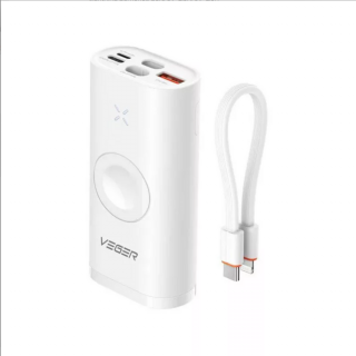 Power Bank 10000 mAh Veger W1162S PD 20W Wireless Watch töltővel fehér