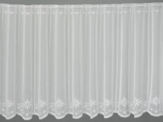Fehér fényáteresztő vitrázs függöny fehér virágos díszítéssel 60 cm