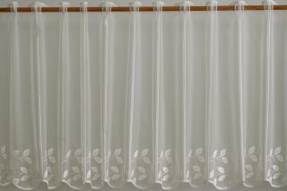 Fényáteresztő vitrázs függöny törtfehér levelekkel 45 cm