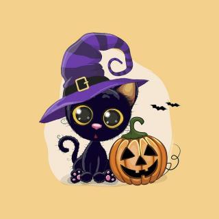 Futter, szabadidő anyag panel 40x50 cm, Halloween macska tökfejjel