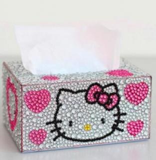 Gyémánt kirakós zsebkendőtartó Hello Kitty