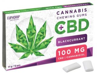 Rágógumi 12 db, 100 mg CBD-vel, Feketeribizli ízű