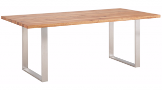 Sasa tölgyfa étkezőasztal rozsdamentes acéllábbal 140 cm