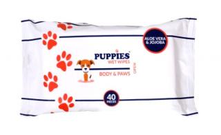 Puppies Body &amp; Paws Nedves Törlőkendő 40db-os