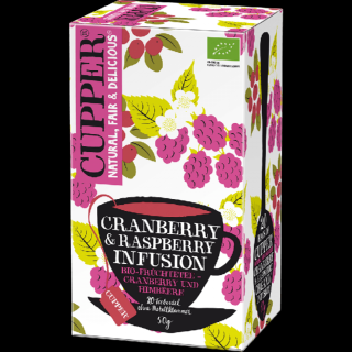 Cupper bio Cranberry  Rasberry - vörösáfonya és málna gyümölcstea- 20 filter 50g