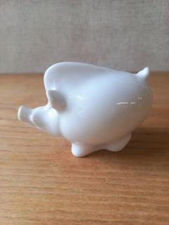 Hollóházi vadmalac porcelán figura - fehér színben