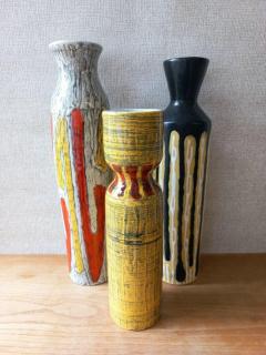 Illés Sándor retro kerámia váza - sárga alapszín