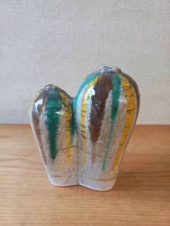Két nyakú retro kerámia váza