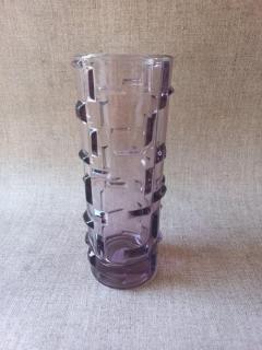 Lila art deco stílusú üveg váza