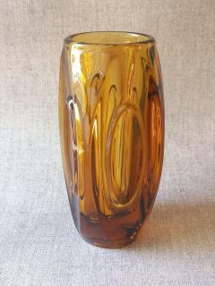 Rudolf Schrötter cseh üveg váza borostyán színben