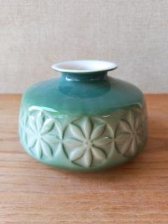 Zsolnay retro porcelán váza ritkább, zöld színben