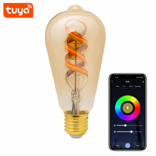 TUYA Dimmelhető Vintage Spirál Filament Wifis Okos RGB izzó 4,9 W - WIBY ST64