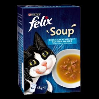 FELIX® Soup Halas válogatás Tőkehallal, Lepényhallal, Tonhallal 6x48g