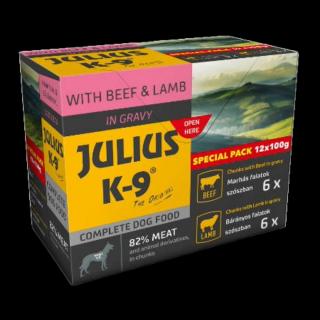 Julius - K9 Adult Menu Beef  Lamb - marha,bárány) válogatás szószban kutyák részére (12x100g)