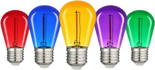 Avide Dekor LED Filament 0.6W, E27 (Zöld, Kék, Sárga, Piros, Lila)