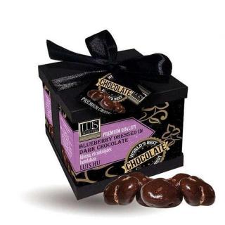 Luis Collections- Díszdobozos Bundás Drazsék (90 g, Étcsokis bundában, Vörösáfonya , Színes)