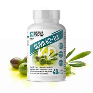 Natur Tanya® OLIVA K2+D3 – Világszabadalommal védett vitaMK7® K2-vitaminnal az immunrendszer és a csontozat egészségéhez (40db)