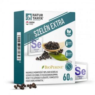 Natur Tanya® SZELÉN EXTRA - Maximális mennyiségű 100% szerves szelén és világszabadalommal védett biohasznosulást fokozó, természetes fekete bors kivonat (60db)